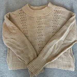 Free People cropped tan sweater: LARGE